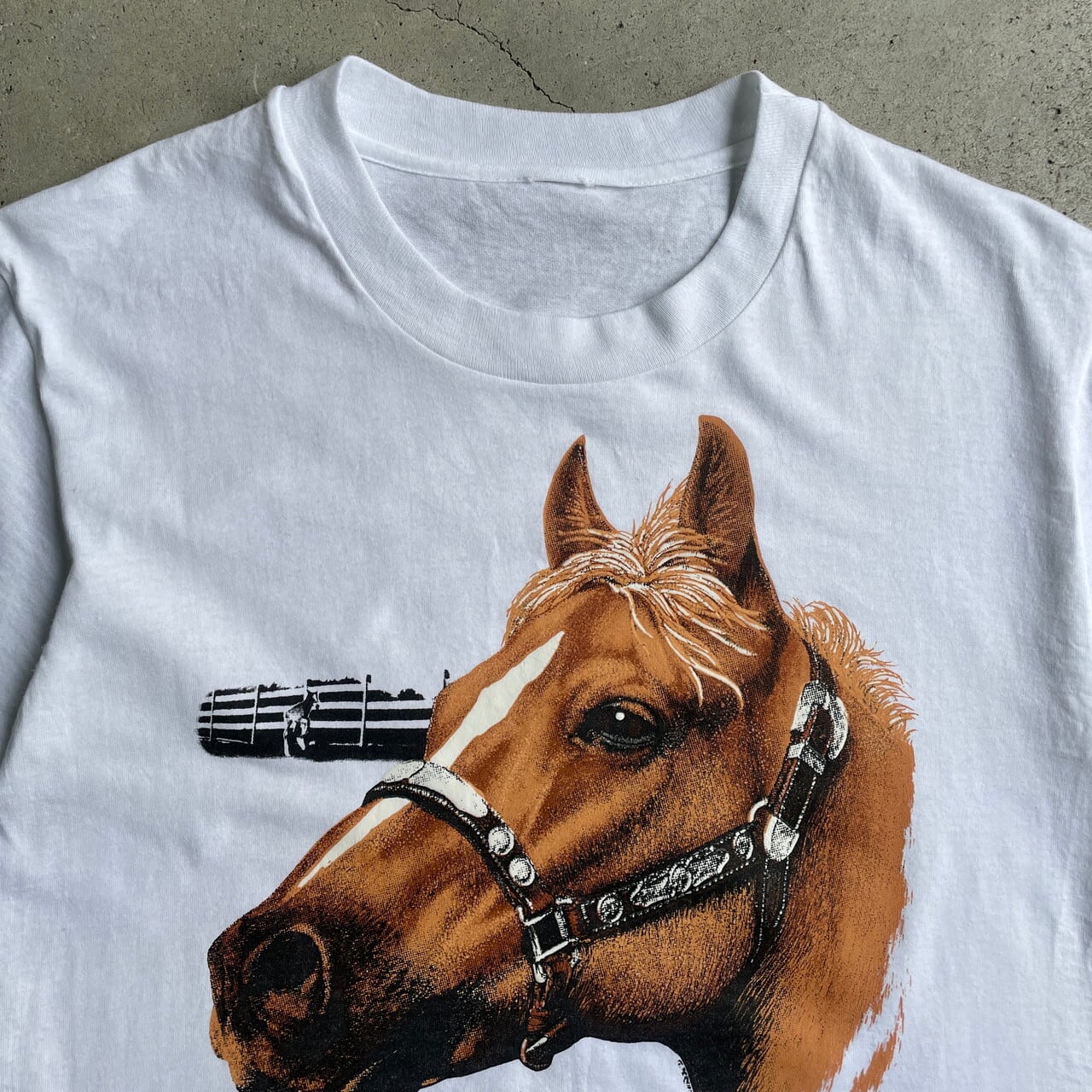 90年代 馬 アニマル アート プリントTシャツ メンズM相当 古着 動物 