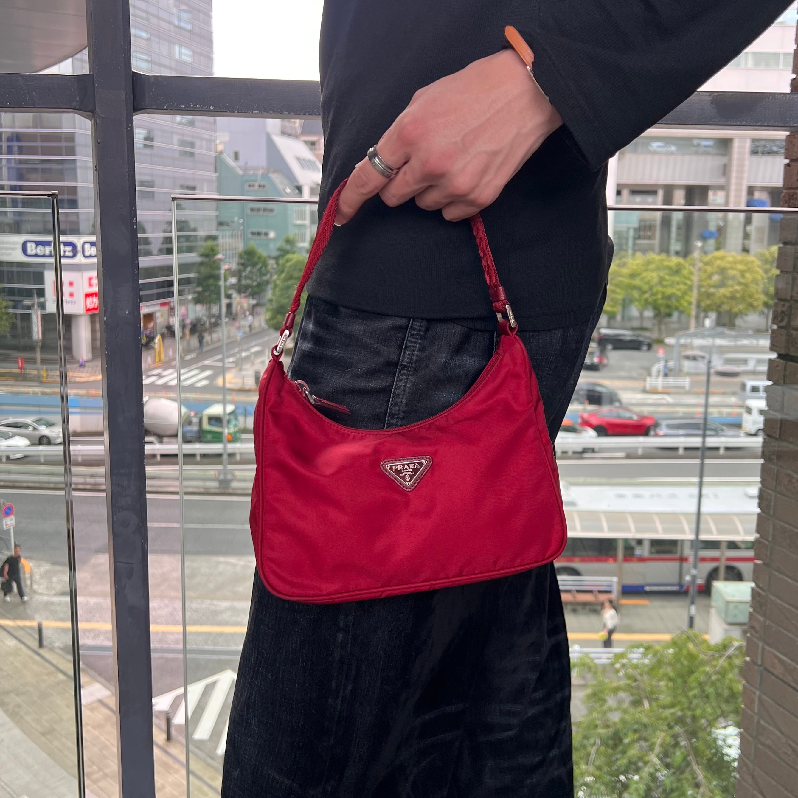 PRADA ロゴ ミニ ハンドバッグ ナイロン レッド プラダ | 2122TOKYO
