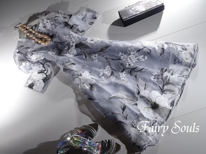 ★11号（L）☆シックなオーガンジーのワンピース(OPN5058)