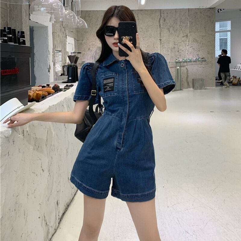 ショーツ ハイウェストウェストルーズワイドレッグ薄手ジャンプスーツ オールインワン レディース ストリート 大人ガーリー スウィート キュート カジュアル ブルマー ワイドパンツ ハンチェンe73552748663