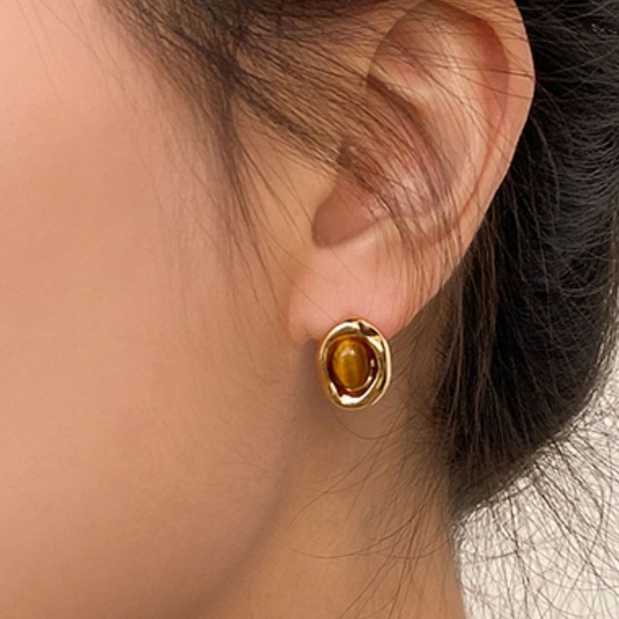 Caramel Chestnut Geometric Earrings S354