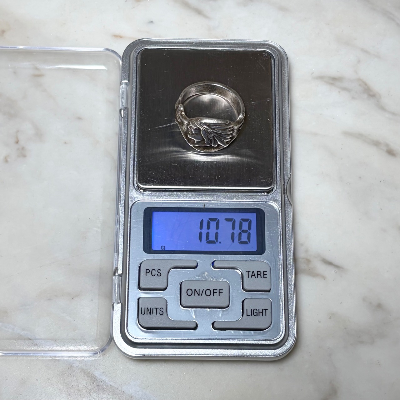 vintage engraved silver ring "Indian Head"