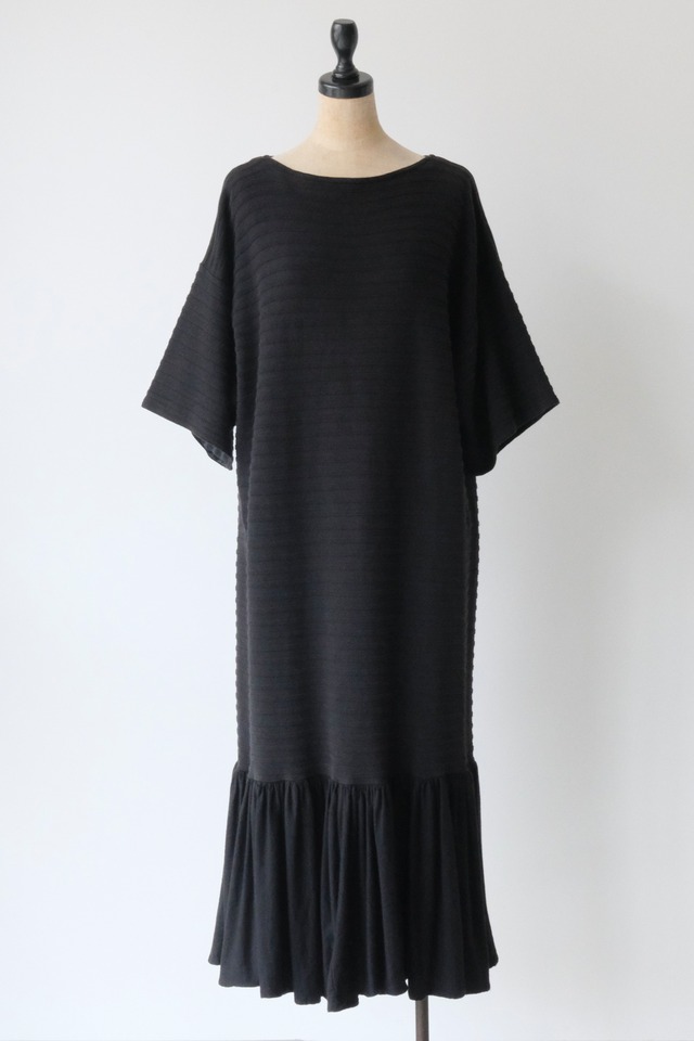 Vuokko ribbed jersey frilled hem dress