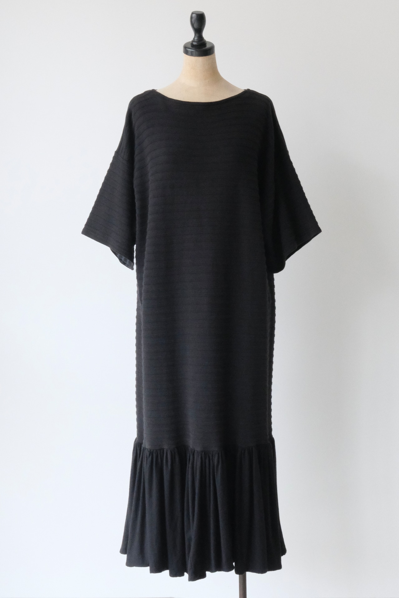 Vuokko ribbed jersey frilled hem dress
