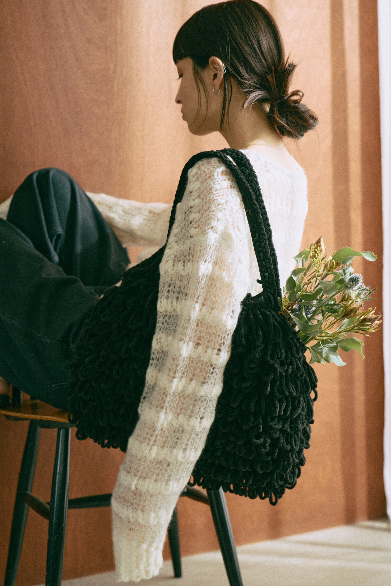 Thick Velvet Loop Monster Bag Hand Knit