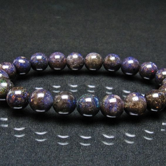 ブラックオパール ブレスレット 9mm 一点物  111-37602