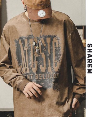 Retro T-shirt Men's Long-sleeved B0243