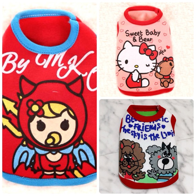 犬服 猫服 ペット服 超小型 パピー犬 春秋冬 プリントタンク:3XS.XXS