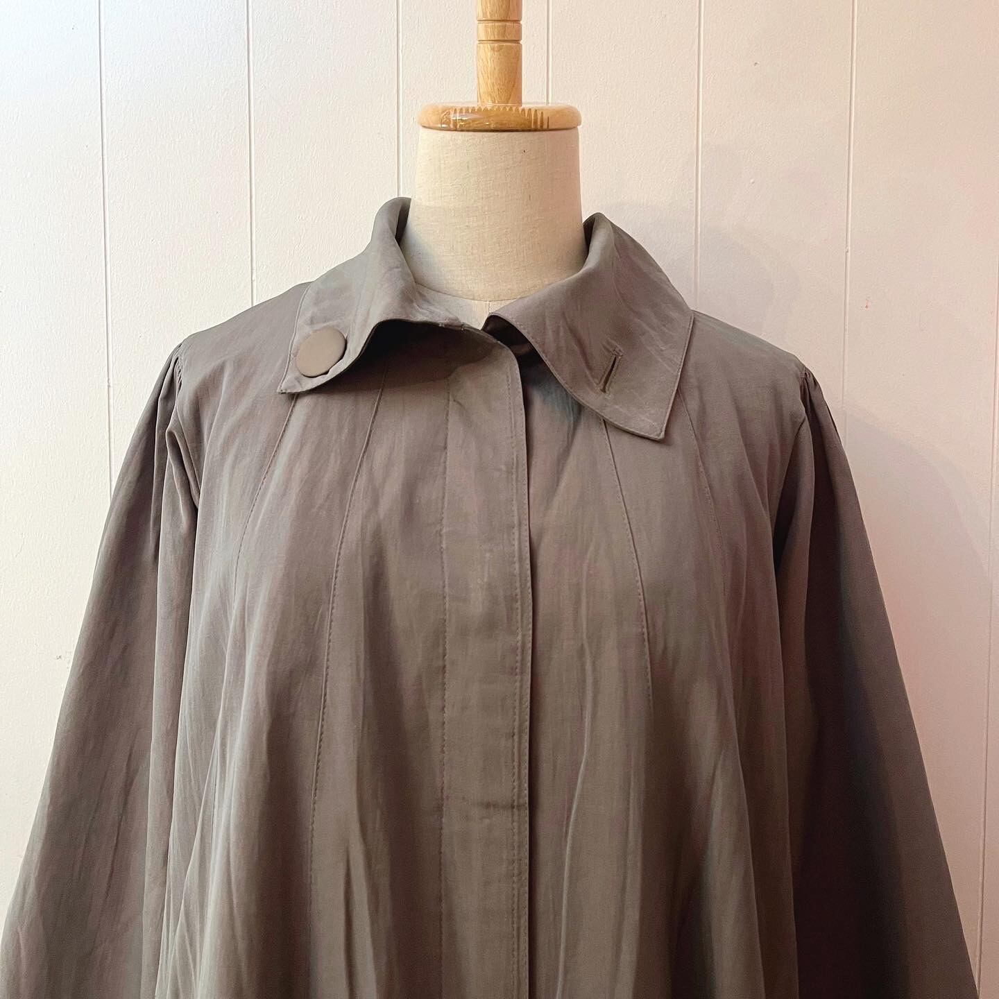 khaki roll collar check liner coat
