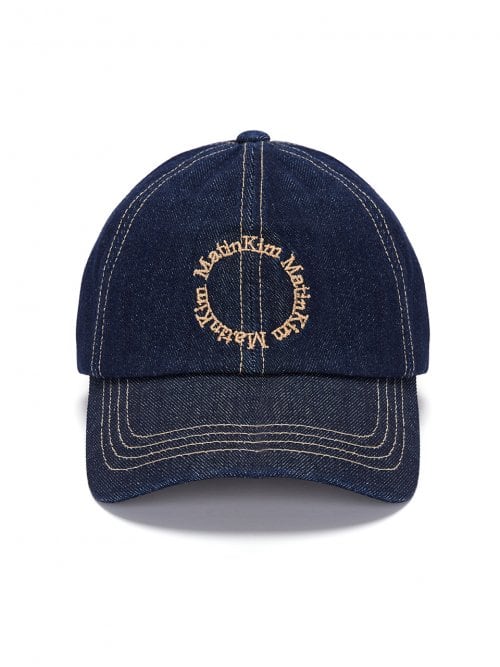 Matin kim✖︎NewEra キャップ　帽子　デニム MATIN KIM] DENIM CIRCLE LOGO BALL CAP IN BLUE | もごつ