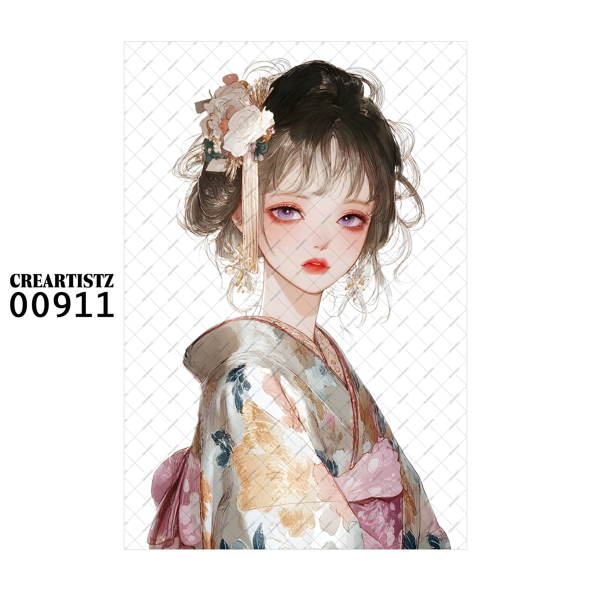 00911 ガール キュート オリジナル ペーパー/ステッカー 4枚セット CREARTISTZ