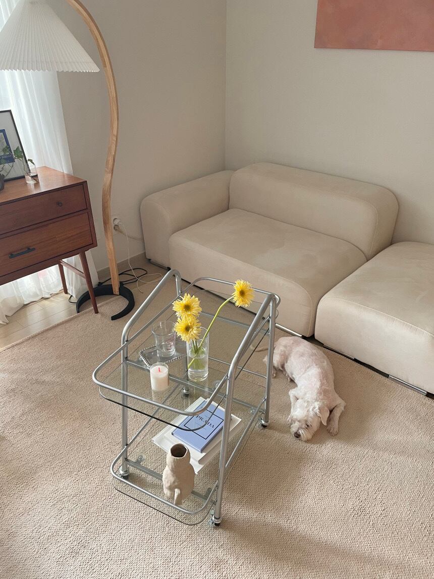clear trolley 2colors / クリア トローリー 2段 ガラス サイド