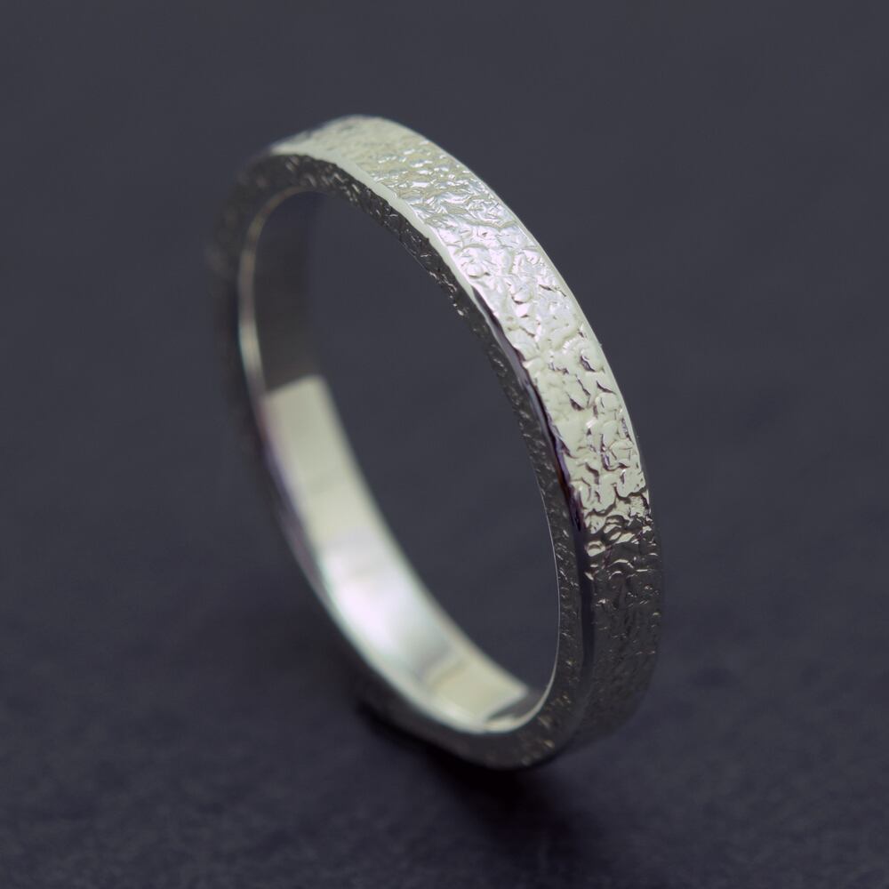 Grain Hammer Ring / 3mm Silver Ring オーダー制作/ 受注生産(平打ち形状)