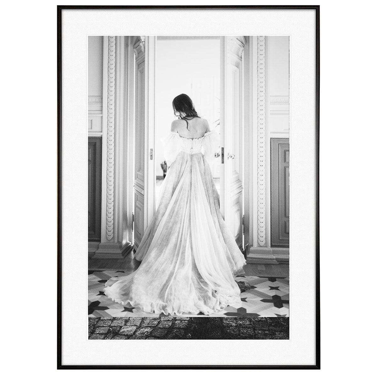 人物写真 ドレスを着た後ろ姿の女性 インテリアモノクロアートポスター額装 AS2218