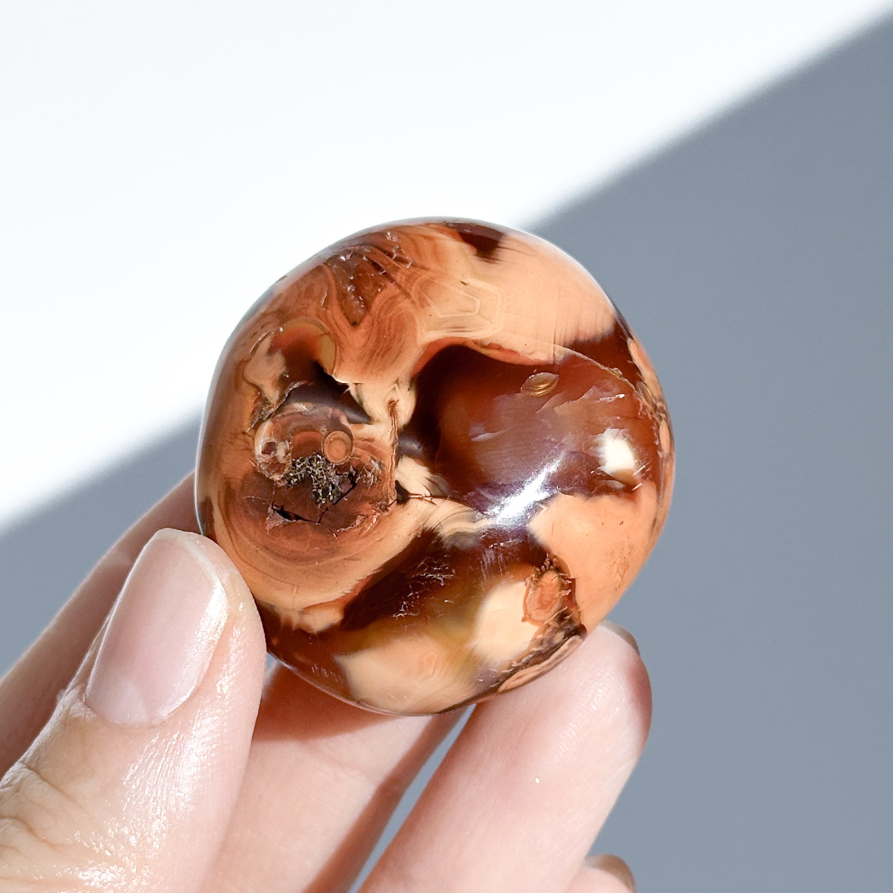 あ〜きゃん♬様　高品質　カーネリアン　パーム　握り石 カーネリアン パーム 21♢ Carnelian ♢天然石・鉱物・パワーストーン