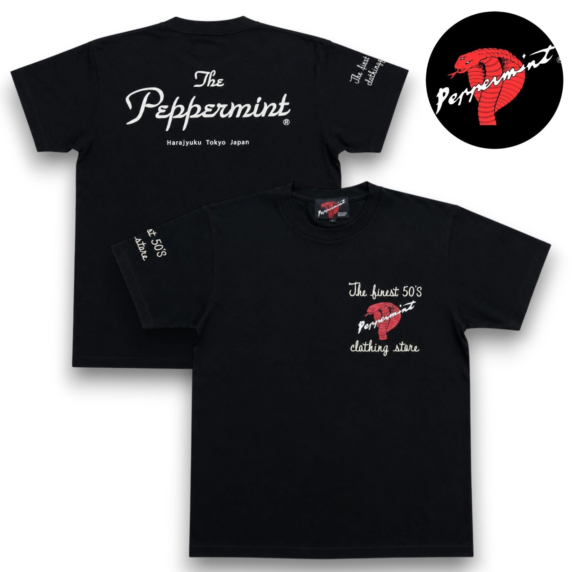 PEPPERMINT パーカー Tシャツ ボーダーシャツ　セット　ロカビリー Tシャツ メンズ SQUARE COBRA TEE 2 RSN-3436 黒 TOKYO PEPPERMINT