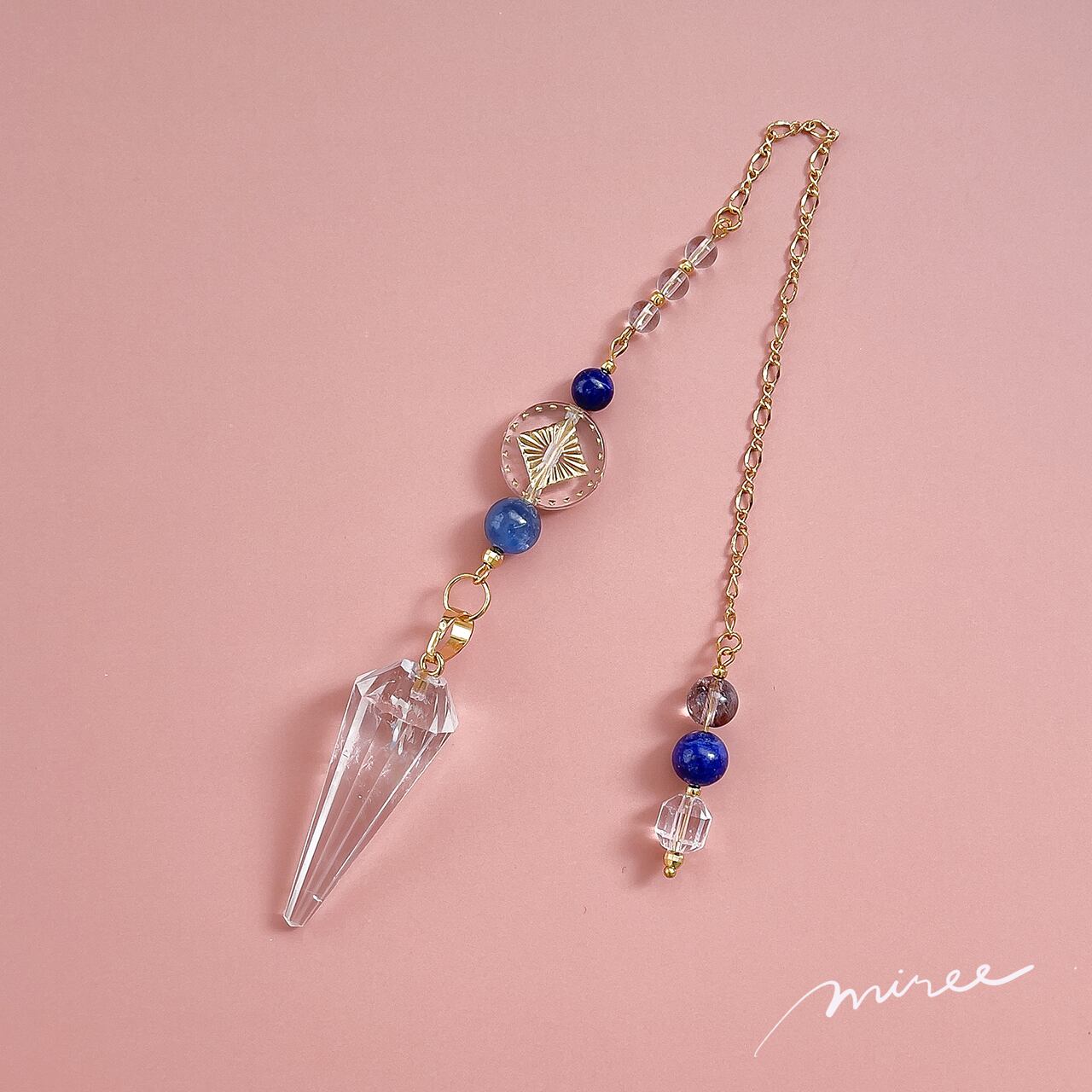 本物の愛を選ぶペンデュラム【クリスタル×カイヤナイト×ラピスラズリ】clear quartz pendulum_07
