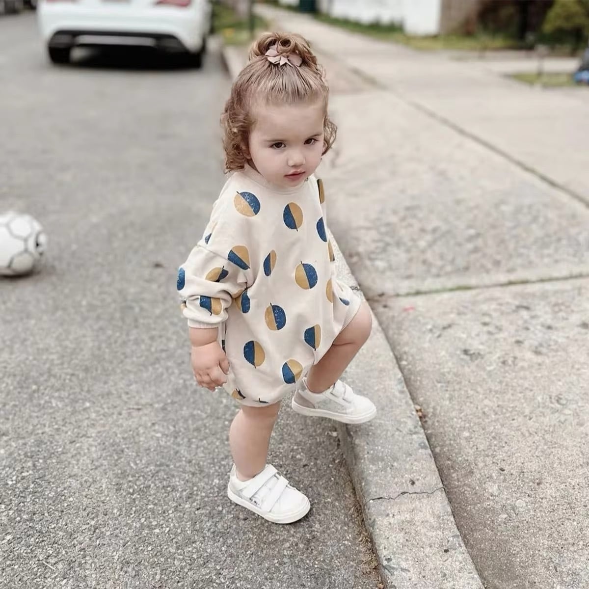 即納◆90 スウェットロンパース バルーン