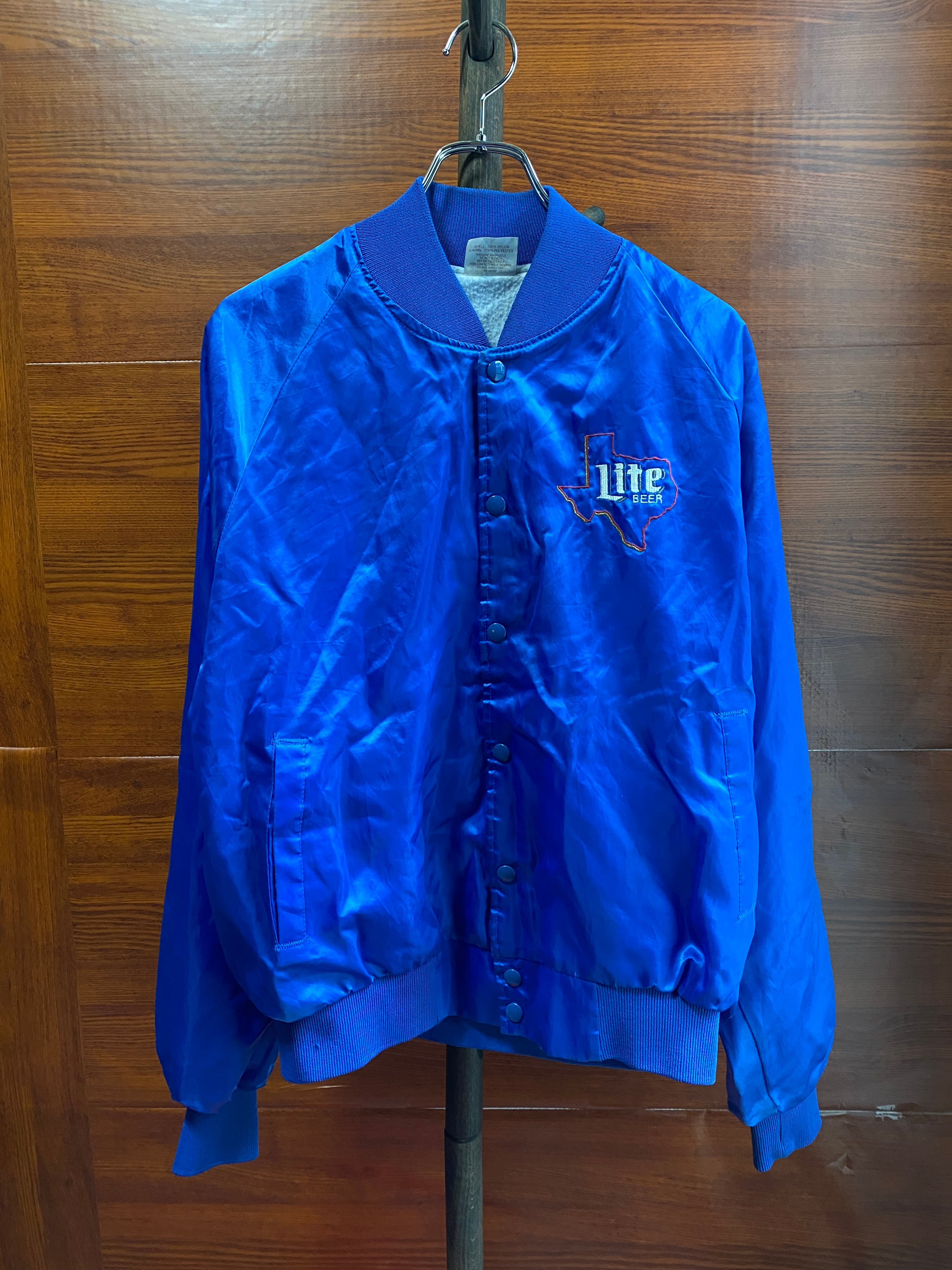 USA製 Miller Lite Nylon Jacket ミラー　ライト　ビール　企業系　ナイロンジャケット Auburn Lite Beer  blue nylon jacket L