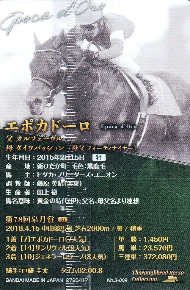 金箔サイン入)エポカドーロ：第78回 皐月賞「サラブレッドホース