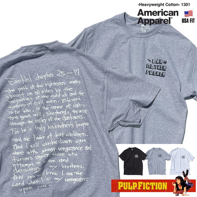 パルプフィクション 「JULES」「BAD MOTHER FU●CKER」 PULP FICTION 映画Tシャツ  【American Apparel 1301】1301-pf-bmf