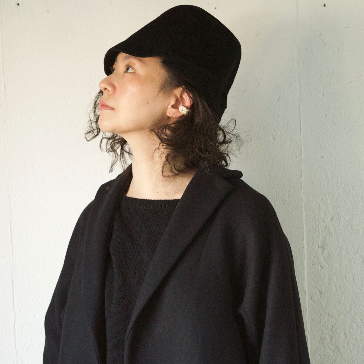 chisaki マウンテンフェルトハット ブラック 定番] chisaki（チサキ）Coma / ラビットファー フェルト ハット | Pay ID