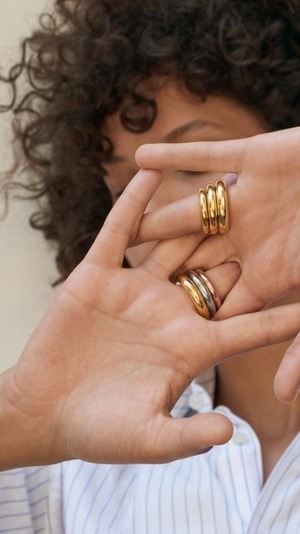 Charlotte CHESNAIS -Brahma vermeil set of 3 rings- :VERMEIL