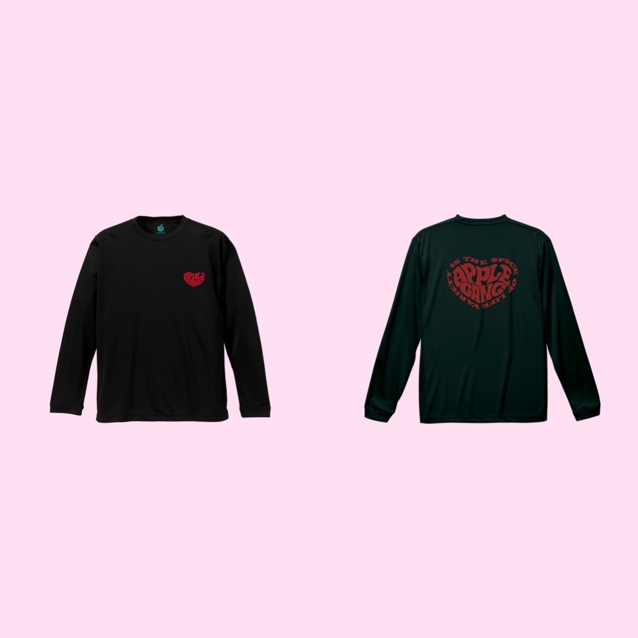 APPLEGANGハートロゴ　ロンT ブラック×レッド