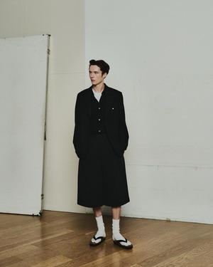 ROTOL "Double Tuck Hakama Sweat Shorts〔ASH〕"