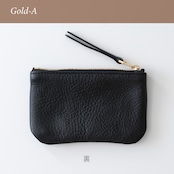革のフラットポーチS Black