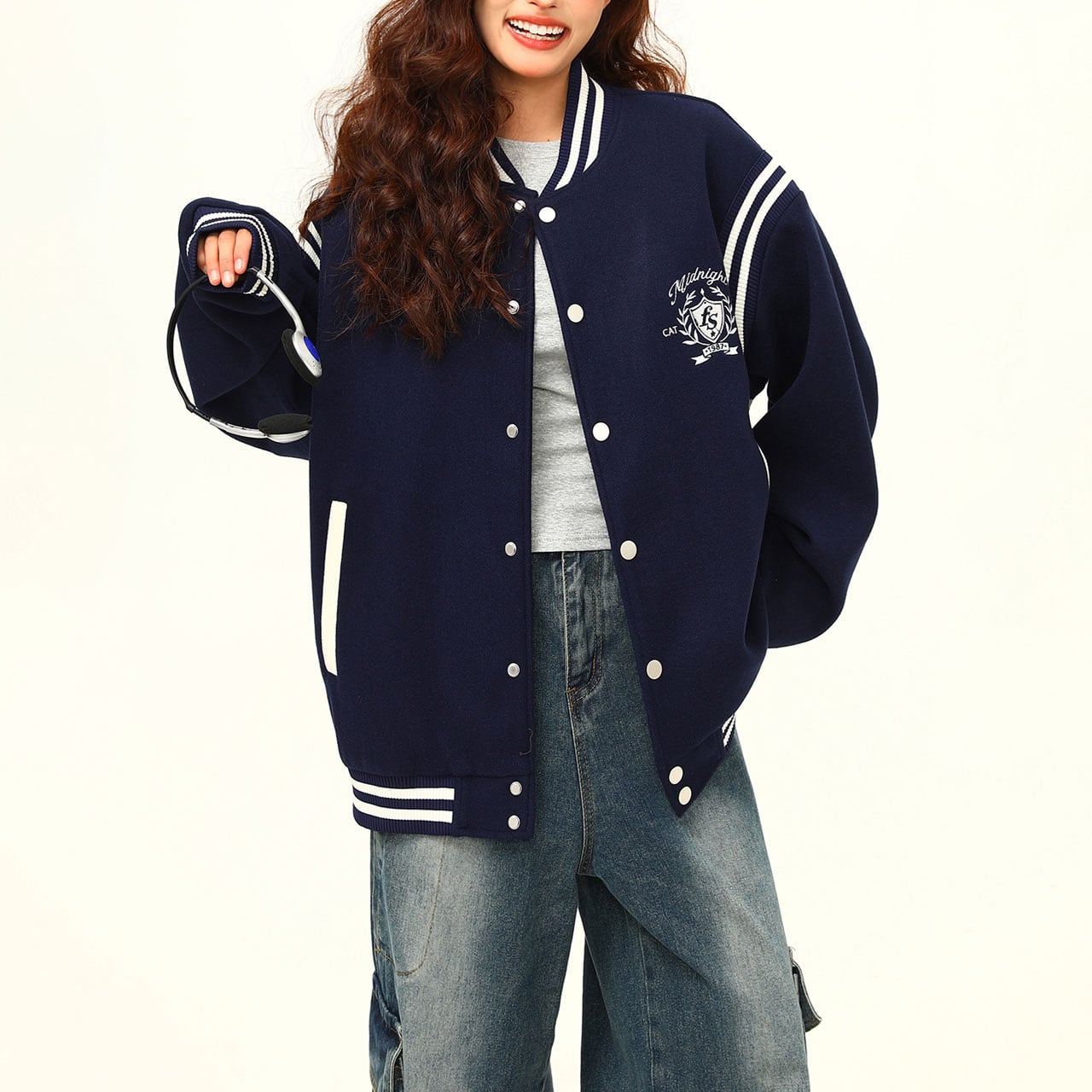 カレッジストライプスタジアムジャケット 2col R00828