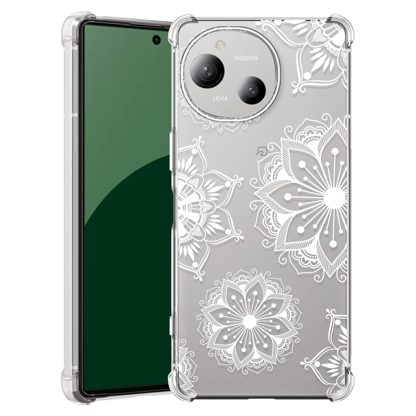 MNYWDSQ 対応 AQUOS R10/R9 用の ケース 耐衝撃 おしゃれ クリア透明 スリム 薄型 tpu 指紋防止 花