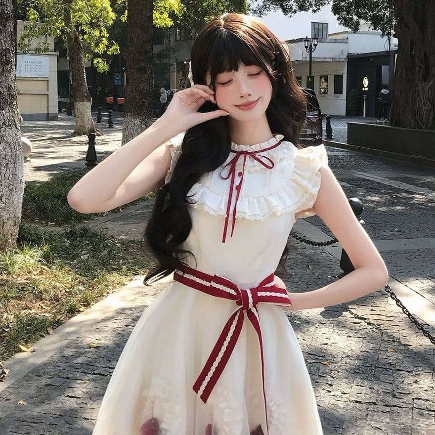 ロリータファッション 甘ロリ苺リボンワンピース | ロリィタデビューを