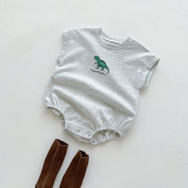 ノースリーブ 恐竜 ロンパース