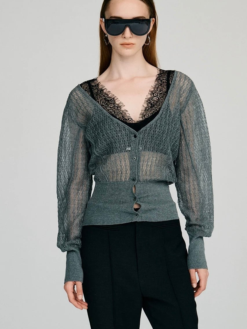 26SS】AKIKOAOKI アキコアオキ / レースタンクトップ / Back lace tank