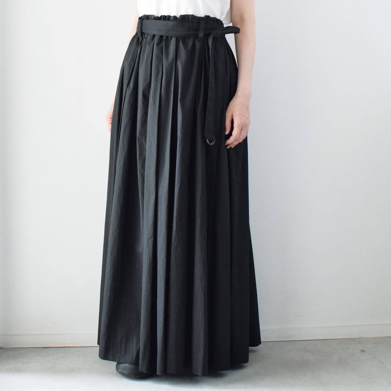 コットンボリュームギャザースカート：黒［SK19LSBK］ | skep-online shop