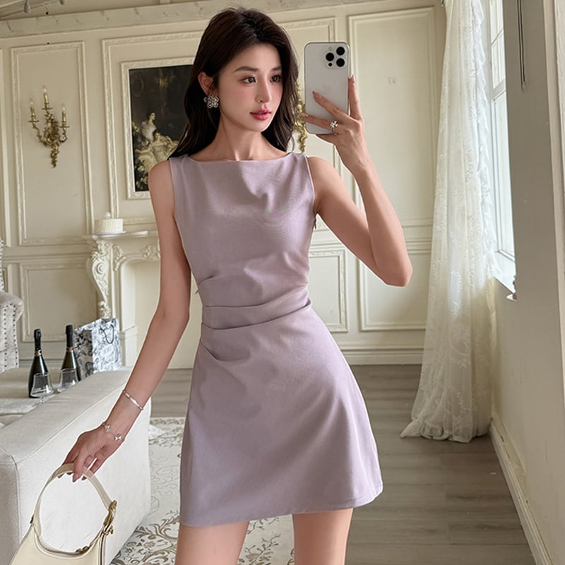 【dress】Aラインノースリーブワンピース Q6236