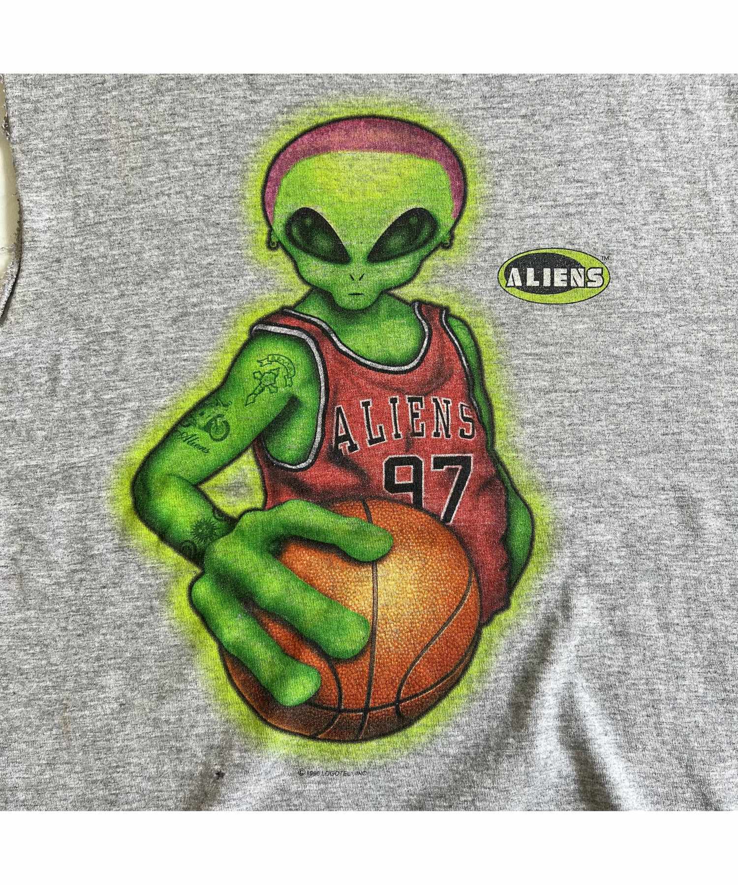 卍*様 90s alien workshop エイリアンT 90's ALIEN WORKSHOP ノースリーブTシャツ メンズL グレー デニス