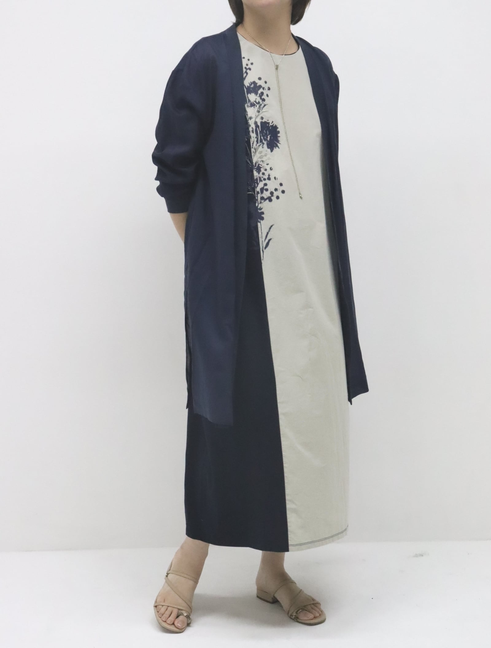 バイカラーペインティングワンピース(ネイビー)