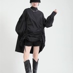 Lantern sleeve fluffy drawstring shirt(ME066)