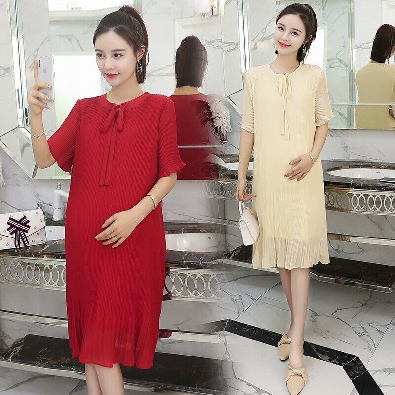 【新作】【送料無料】 マタニティ服夏マタニティシフォンドレス半袖ルーズスタイリッシュドレス妊婦ママドレス ショート ハーフスリーブ サマー 夏物 AL expec32592577313