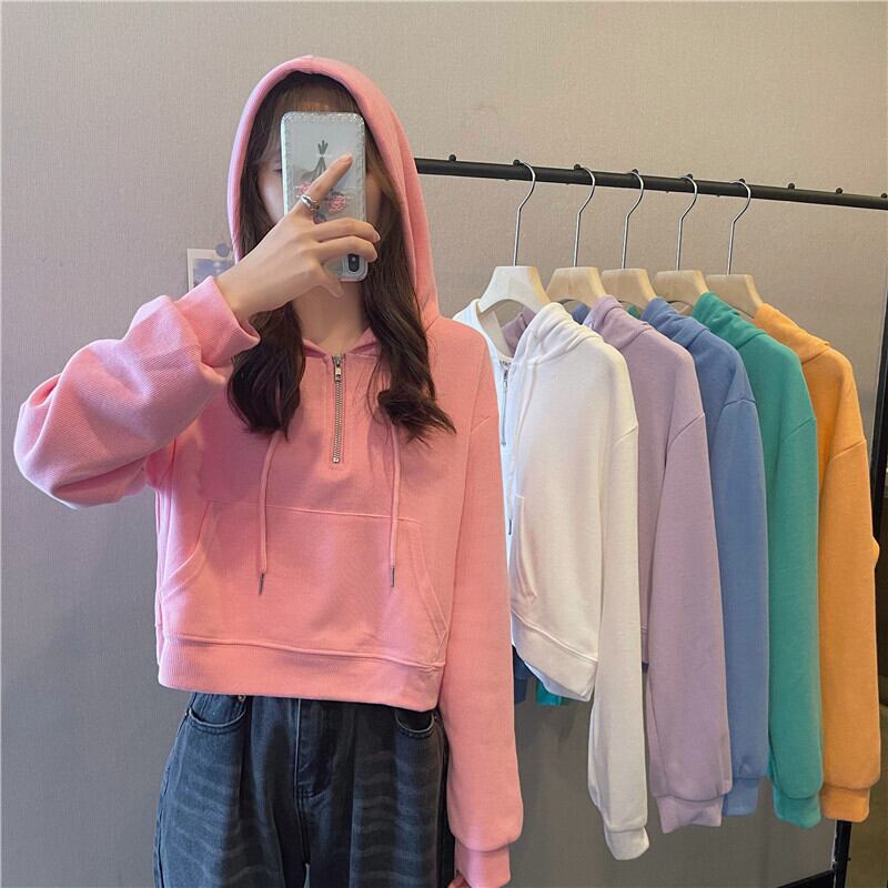 フードプルオーバー セーター スプリングオータムルーズスタイルショートブラウス 春物 秋物 萌量不足41933749640