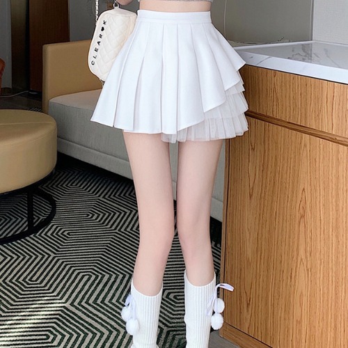 2色／アシメチュールプリーツミニスカート ・78379
