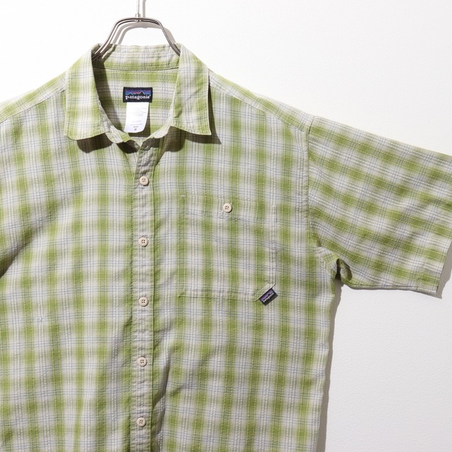M 06年 オンブレ 緑 Puckerware Shirt Patagonia パッカーウェアシャツ パタゴニア  シアサッカー
