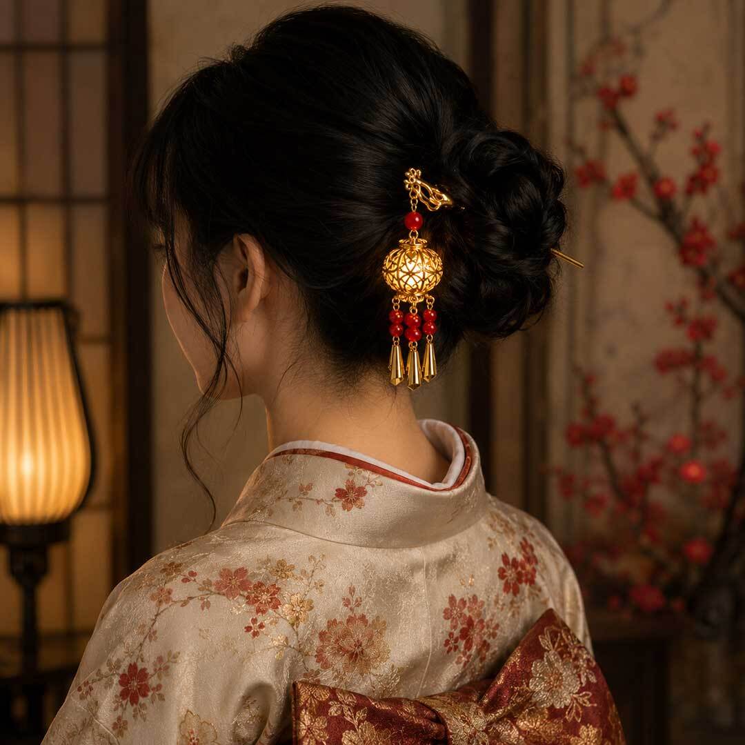 普通郵便発送】 ヘアアクセサリー ランタン付き簪 ーVer2ー 中国宮殿風
