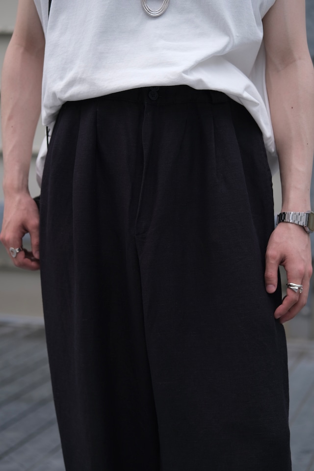 Utah/"Giorgio Sant'Angelo" 3-tuck linen trousers