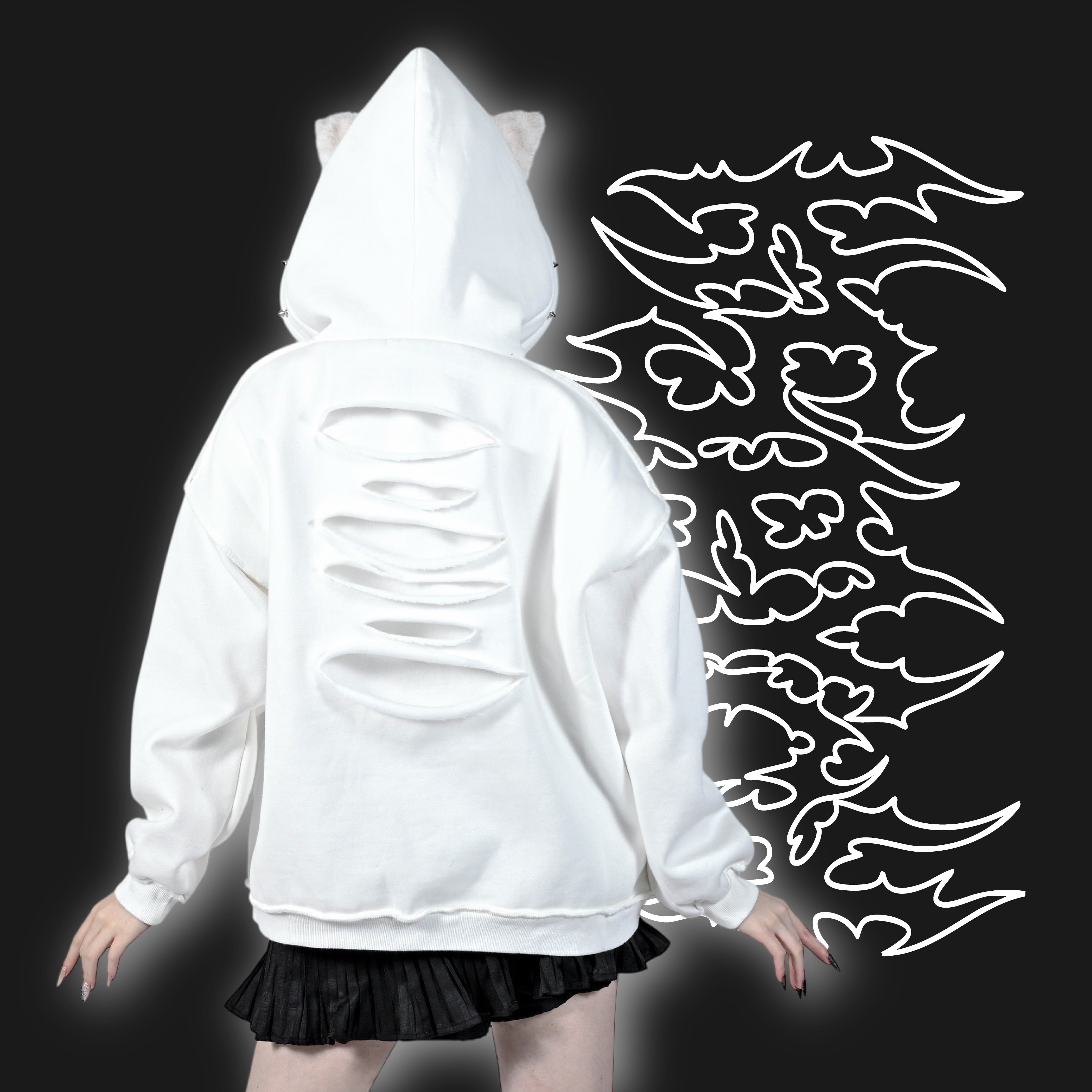 Kry Clothing 「IBYOL 2」ねこみみ裏起毛パーカー 狼耳 Kry Clothing
