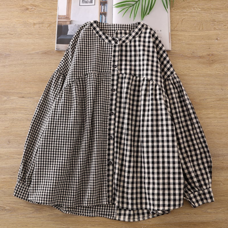 コントラストカラーチェック柄シャツ M1866