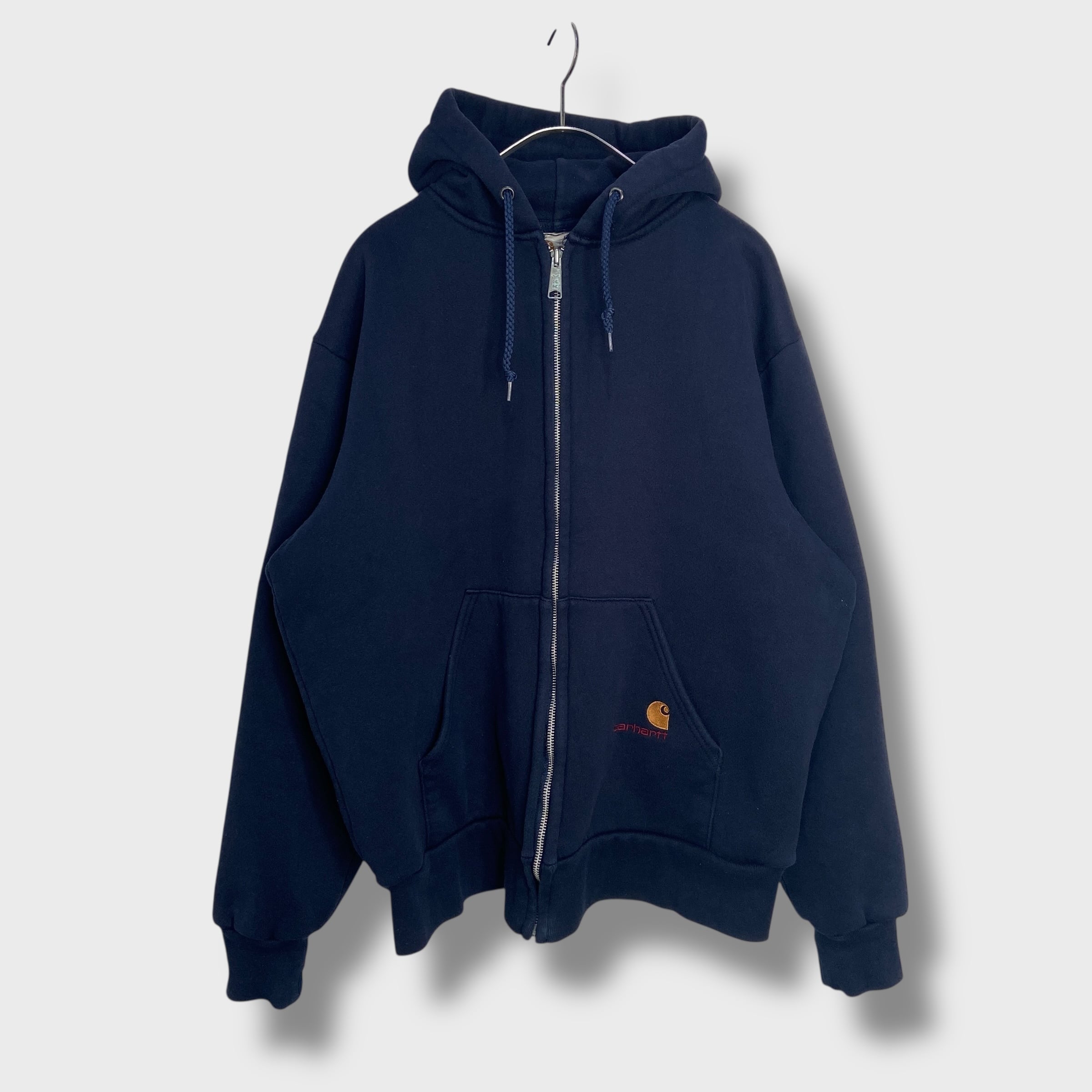 80s 90s carhartt ジップパーカー 裏地サーマル ネイビー M相当 | 古着