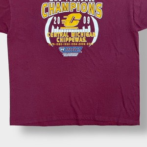 【USA古着】ミシガン大学 フットボール ロゴ プリント Tシャツ Central Michigan Chippewas チッペワズ バーガンディ 半袖 us古着